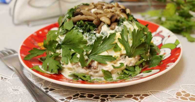 Рецепты салата грибное лукошко с опятами